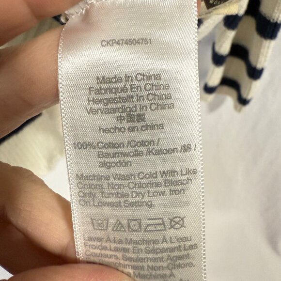 Madewell V-Neck Button-Front Long Blue White Stripe Cardigan Sweater Size M - Picture 4 of 7